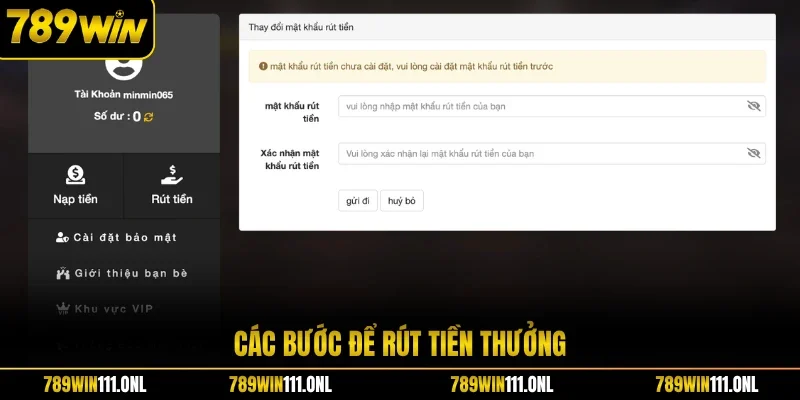 Các bước để rút tiền thưởng