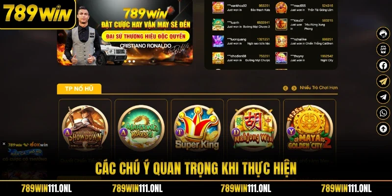 Các chú ý quan trọng khi thực hiện