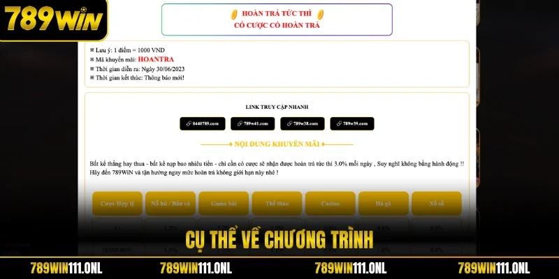 Cụ thể về chương trình