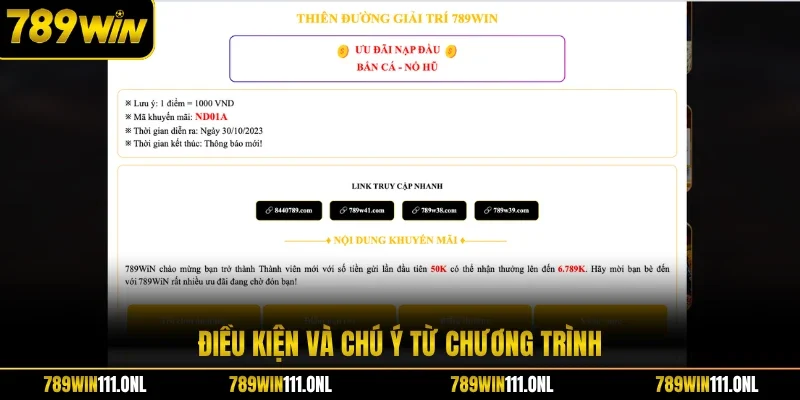 Điều kiện và chú ý từ chương trình